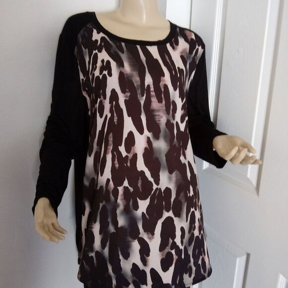 Apt. 9 Black and Brown Tunic Top - Picture 1 of 4
